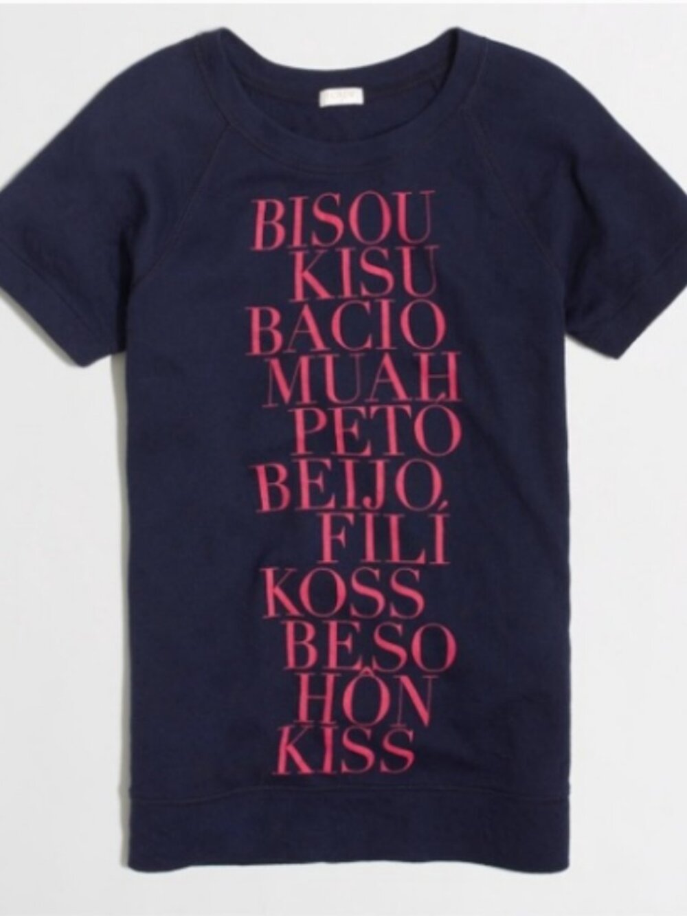J Crew KISS tee💋 $59.50 Heavy Weight Short Sleeve Shirt Top Navy Blue M Rare